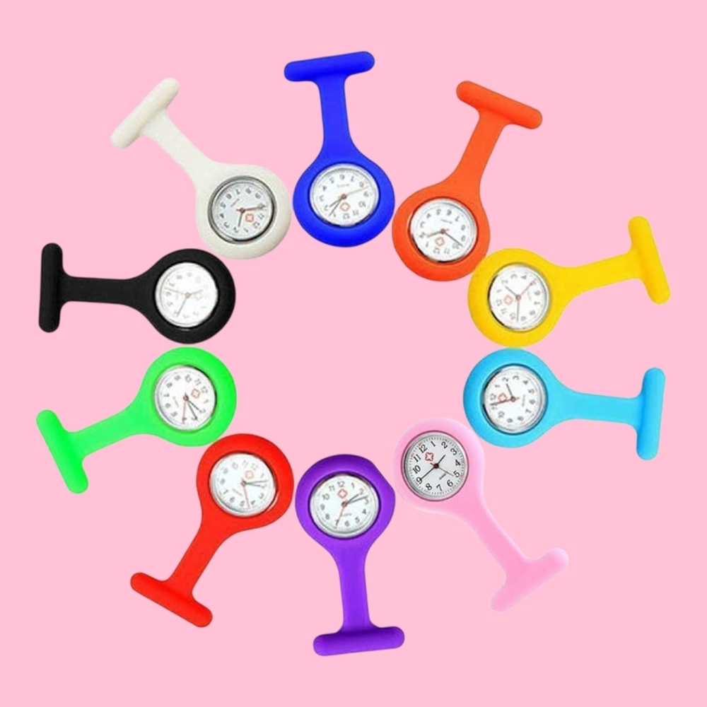Silicone Clip-On Nurse Watch - Assorted Colors